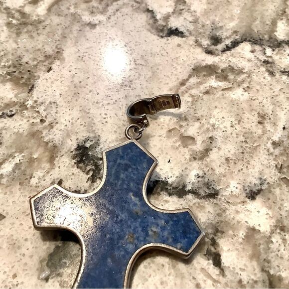 Whitney Kelly Sterling Silver & Lapis signed cross. Vintage - Picture 7 of 10